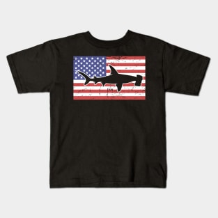 Patriotic American Flag – Hammerhead Shark Kids T-Shirt